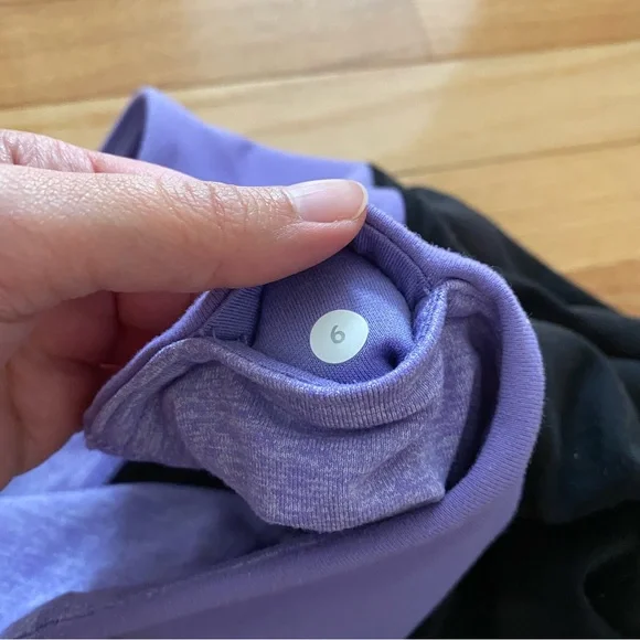 Size 6 Lululemon Gather & Crow Crop Pants. Black & Purple. Split Calf Yoga pant - Picture 6 of 6